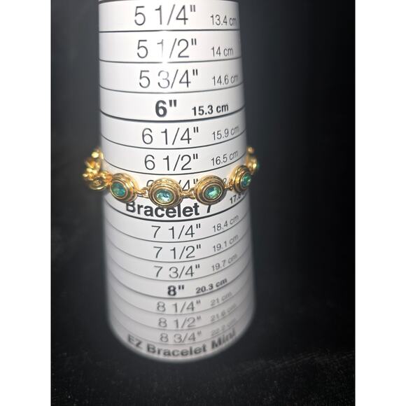 Julie Vos Elliptical Montana Blue Crystal Gold Tone Tennis Bracelet- NWOT - Picture 3 of 7